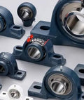Assorted pillow block bearings including One Piece UCF213JG6D Pillow Block Bearing Housing 65mm Bore 4B FB JIS Standard with D Cover and S Screw.
