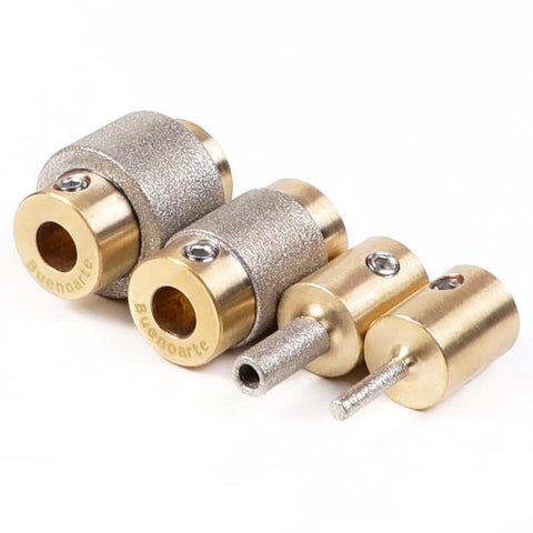 Buenoarte 4-piece diamond grinder bit set with brass-core heads for stained glass