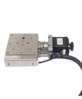 Top Tier Motorized Linear Translation Stage With Heavy Duty Stainless Steel Base And Dead Smooth Precision Sliding Action Powered By A Low Noise Stepper Motor for precise lab positioning.