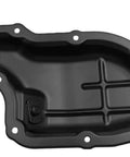 Premium Car Oil Drain Pan For Nissan Micra Iv And Micra Note Years 2010 To 2024 Transmission Fluid Sump Kit With Sealing Gasket To Keep Engine Smooth And Reliable black steel oil pan with gasket holes, top view