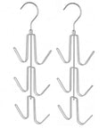 2 Pack Closet Purse Hangers, Game Changer Handbag Organizer Rack, silver metal hangers with multiple hooks for bags.