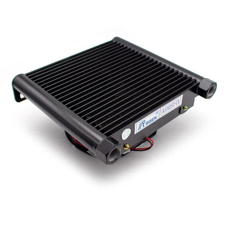 Compact Oil Cooler For Hydraulic Systems With Aluminum Alloy Heat Exchanger 25 Lpm Flow 3 MPa Rating DC 12V External Rotor Axial Fan Quiet Copper Motor Tiny But Mighty Radiator Style Oil Cooler For Better Heat Management