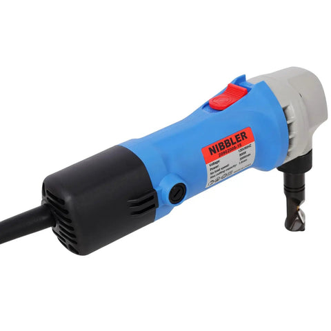 Top Rated 500W Electric Sheet Metal Nibbler Cutter For Precision Cutting Up To 16 Gauge Thickness Includes 360 Degree Rotation functionality.