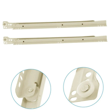 Beefy Heavy Duty Drawer Slides 12 Inch Full Extension Steel Cabinet Sliders For Household Drawers And Keyboard Tray Replacement 2 Pack Rugged Build Safe Stops Easy Mount, showing safety mechanism and sturdy construction.