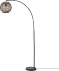 Olivia 79 Inch Floor Lamp With Matte Black Finish And Rattan Shade Inline On Off Foot Switch Cozy Cottagecore Vibe For Living Room