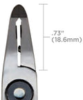 Close-up of Angulated 50 Degree Head Flush Cutters with measurement details, made in USA from high-grade alloy steel