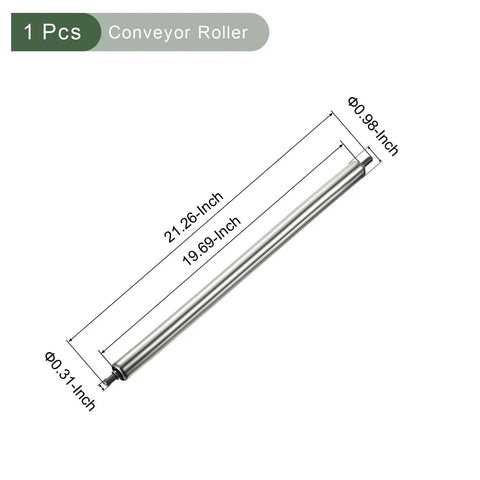 Heavy Duty Stainless Steel Conveyor Roller Replacement For Warehouses Factories And Logistics With Butter Smooth Glide Design One Inch Diameter By 20 Inch Length, showing dimensions.