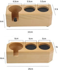 Sturdy Wood Espresso Tamper Holder And Coffee Grind Catch Tray With Non Slip Grip, Barista Core Station Substitute Knock Box, Keeps Your Counter Dead Clean For Dope Daily Brew Sessions, showing robust design and measurements.