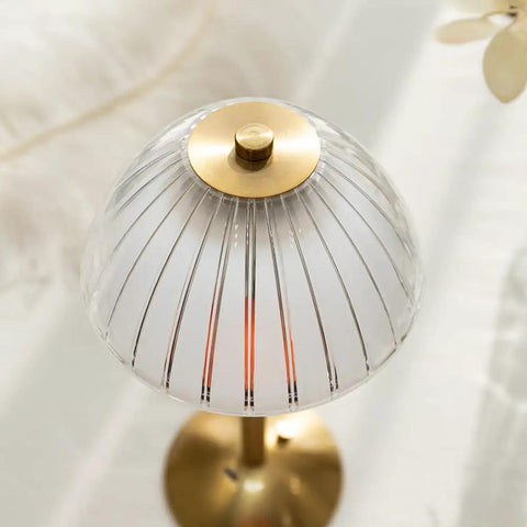 Top view of Cordless Gold Table Lamp for Home and Dining Rooms USB Rechargeable 12 Inch Brass LED Lamp with Built In Dimmer