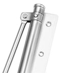 Close-up of Heavy Duty Door Closer With Soft Close Spring Adjustable Closing Speed and Arm, small size 14 cm metal construction.