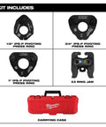 Half To One Inch IPS-P Pivoting Press Ring Kit For M12 Force Logic Press Tool with rings, jaw, and carrying case