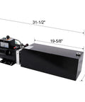 Heavy-Duty Hydraulic Power Unit Pump for Auto Car Lifts, 14 Quart Oil Reservoir, solid steel, dimensions 31.5x19.625x7 inches.