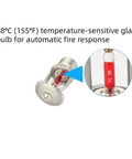 Heavy Duty 6 Pack Fire Sprinkler Heads with 68 degree bulb and stainless steel detail, showcasing temperature-sensitive glass for fire safety.