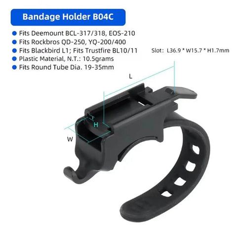 Black plastic 2 Pack Bike Light Mount Adapter Rail Slide On Type Bracket For Quick Install On Handlebar Mounting Of Front Headlight LED