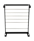 Six Rod Wall Mounted Wire Spool Rack With Adjustable Spacing Built Badass Tough For Garage Or Shop showing black powder coated steel frame.
