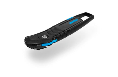 Concealed Blade Safety Cutter For Box Tape And Shrink Wrap Black Ergonomic Handle Heavy Duty Packaging Tool For Strapping And Cardboard