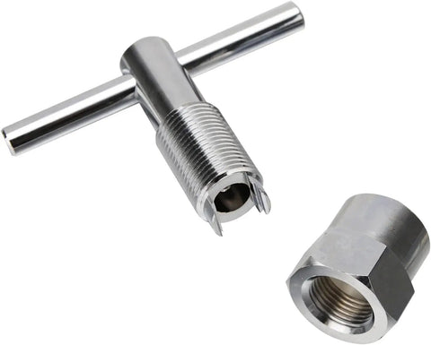 Cartridge Puller Tool For Faucets Removal Compatible With 1200 1222 1225 80993 Brass And Plastic Cartridges No Sweat DIY Faucet Repair Kit With Easy Grip For Quick Removal, chrome T-handle and threaded adapter