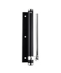 Side view of Adjustable Door Closer With Auto Spring Soft Close, Quiet, Easy Install Indoor Door Hardware In Black, steel design.