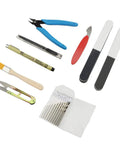 Dope 38 Piece Model Tools Kit For Gundam And Car Models Easy To Use Basic Tools Craft Set For Hobby Builders laid out with details visible.