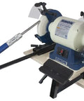 Pro Woodturning Sharpening System With 6 And 8 Inch Grinding Wheels Adjustable Arms For Gouges Chisels And Scrapers Includes Base
