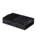 Badass Fanless Mini PC Barebone Loading Intel Core I7-10510U with aluminum case and multiple ports visible from the back.