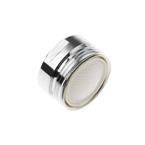 Close-up of Easy Install Jet Regulating Aerator Replacement Filter with Gasket, Brass Shell, 15/16 Inch Male Threads, showing chrome finish.