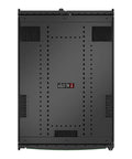 Built Like A Tank 42U Floor Rack Heavy Duty Steel Server Enclosure With Snappy Slides Super Easy Hook Up Tech Gear Vault Glossy Black top view showing ventilation and rack rail layout.