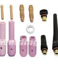 12 Piece TIG Torch Gear Kit with 1/8 Inch Collet and Collet Body Regular and Long Ceramic Cups for Air Cooled and Water Cooled