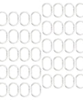 48 Pack Plastic Shower Curtain Hooks For Bathroom Rods, Smooth Glide Curtain Hangers arranged in rows on a white background