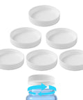 Six Pack 53mm Water Jug Caps With Foam Liners That Fit 3 And 5 Gallon Jugs 53 400 Thread Screw Top Lids For American Maid Plastic Bottles Reusable Leak Proof Seal White