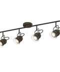 Boswell Vintage-Style Four-Light Indoor Track Light Kit in Oil Rubbed Bronze with Highlights and Metal Shades, four GU10 sockets