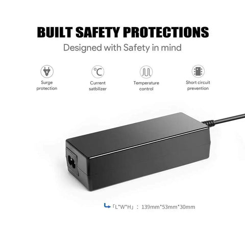 24V 4A 96W AC DC Power Adapter For ResMed AirSense 10 Series CPAP And BiPAP Machines US Plug Cord, shown front view, black color