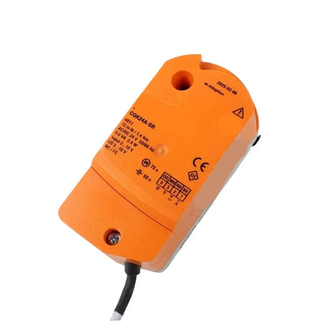 Heavy Duty Rotary Actuator Engineered To Replace Cqk24a Sr And Cqk230a Models, orange unit with labels for HVAC applications.