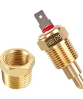 Electric Cooling Fan Thermostat Switch For Auto Radiator Temperature Sensor Switch Three Eighths Inch Pipe Thread Fits 10 Inch 12 Inch 14 Inch 16 Inch Fans Gold For Your Ride brass thermostat switch with 3/8 inch adapter