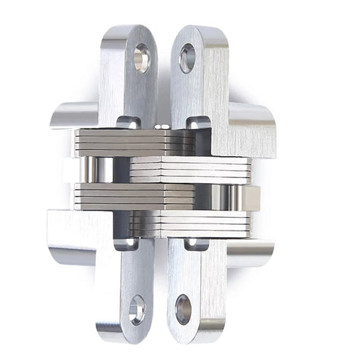 Two Pack Concealed Hinges With 180 Degree Opening For Cabinets And Doors, Heavy Duty Zinc Alloy Hidden Door Hinges, Silver Finish