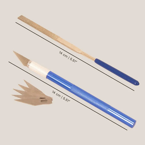 Eight Piece Model Tool Kit For Getting Started Pro Grade Hobby Starter Set with knife, blades, and file for miniatures