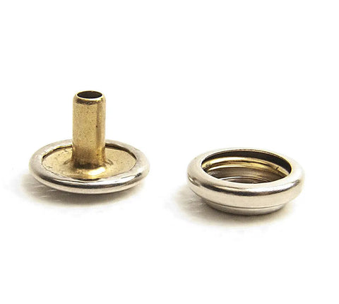 Longer Post Snap Fasteners For Leather And Thick Fabrics Or Carpet By DOT Brand Nickel Plated Brass Set detailed view