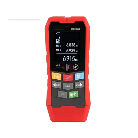 Straight Up Finds Wood Studs And Live Wires Without Any Guesswork Top Grade Wall Scanner with a red casing displaying measurement screen.
