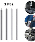 Set of four diamond engraving bits, 175mm length, with close-up images demonstrating use on various materials.