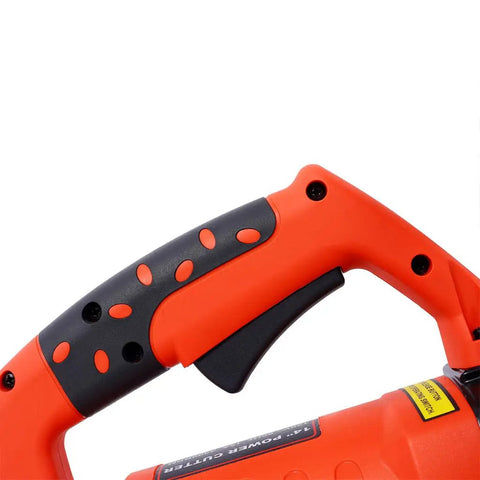 Heavy Hitter 14 Inch Electric Concrete Saw With Kickass 15 Amp Motor And Razor Sharp Diamond Blade handle grip detail