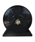 Single Arm Hose Reel And Compact Pipe Coiler Featuring A Smooth Rocker Lever For Zero Stress Water Storage, black finish.