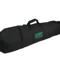 Black leather-like durable metal detector carry bag for fully assembled Garrett metal detector, 50-inch length with reinforced nylon straps.