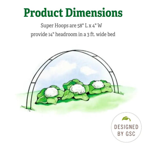 Illustration of Set Of 6 Garden Hoops Grow Tunnel Supports For DIY Low Tunnel Greenhouse Arch Frame For Raised Beds, showing dimensions.