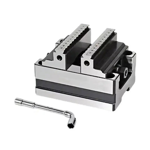 Level Up Your Machine Shop Setup With This Sturdy Cnc Turntable Fixture Acting As A Self Centering Concentric Vise and Dependable Adjustable Pliers Clamp For Hassle Free Metal Bending Tasks, showcasing a compact CNC vise with jaws.