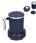 Smart Heated Coffee Mug With Portable Temperature Control Cup and Electric Warmer showcasing a blue design and heating base.