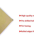 Back of Photography Cheat Sheet Metal Sign 8 By 12 Inch Vintage Tin Plaque showing pre-drilled holes and rolled edges for safety