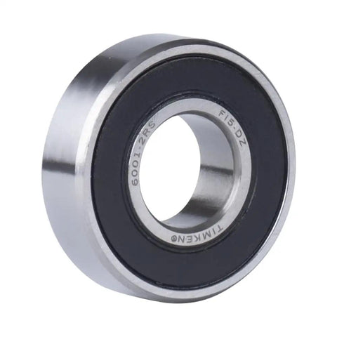 Industrial Grade 4 Pack Deep Groove Ball Bearings 6001-2RS With Double Rubber Seals Made From Premium Chrome Steel Pre Lubricated As A Smooth Operator For Dead Nuts Reliable Motion 12mm X 28mm X 8mm, close-up view of bearing.