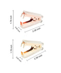 Two Pack Rose Gold and Gold Staple Remover Set, Luxe Acrylic Office Tools for Quick Paper Fixes, size dimensions shown
