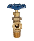 Front view of a Beefy Heavy Duty Boiler Drain Fitting with MHT Outlet Brass One Half Inch MIP Connection