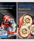 Built Tough Workhorse Three Head Concrete Grinder And Wall Sander With Six Variable Speeds Pro Grade Cement Planer For Stone And Garage Floors Smooth Polisher showing built-in alloy chain and diamond disc.